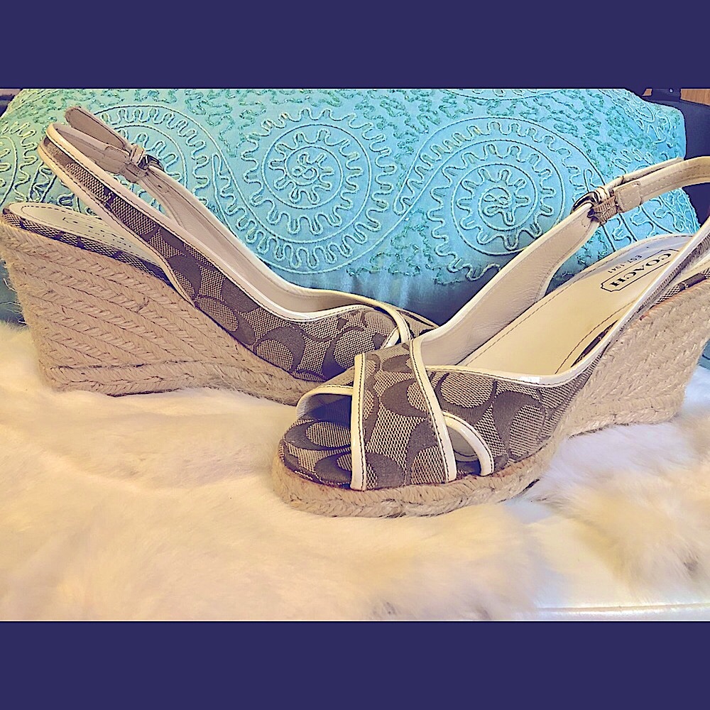 Coach Espadrille Slingback Peeptoe Sandals - Picture 11 of 13